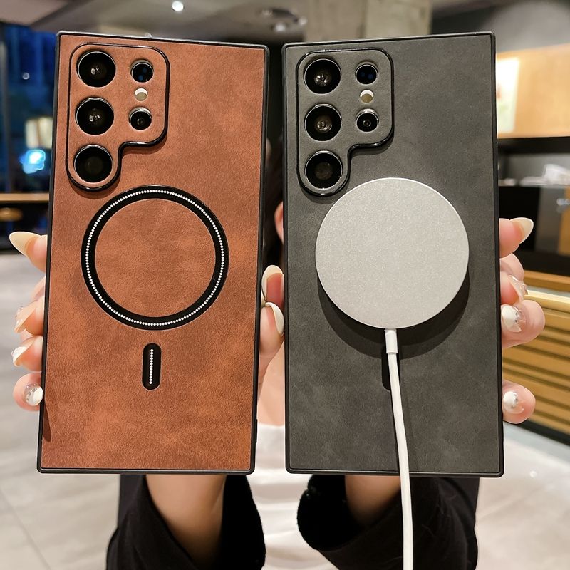 Leather Wireless Magnetic For MagSafe Case For Samsung Galaxy