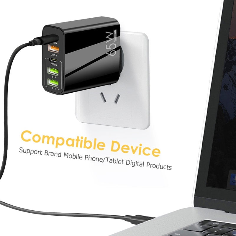 65W Quick Charge 3.0 PD USB Type C Charger