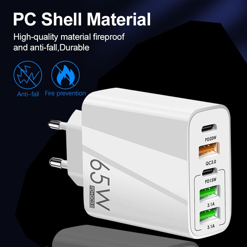 65W Quick Charge 3.0 PD USB Type C Charger