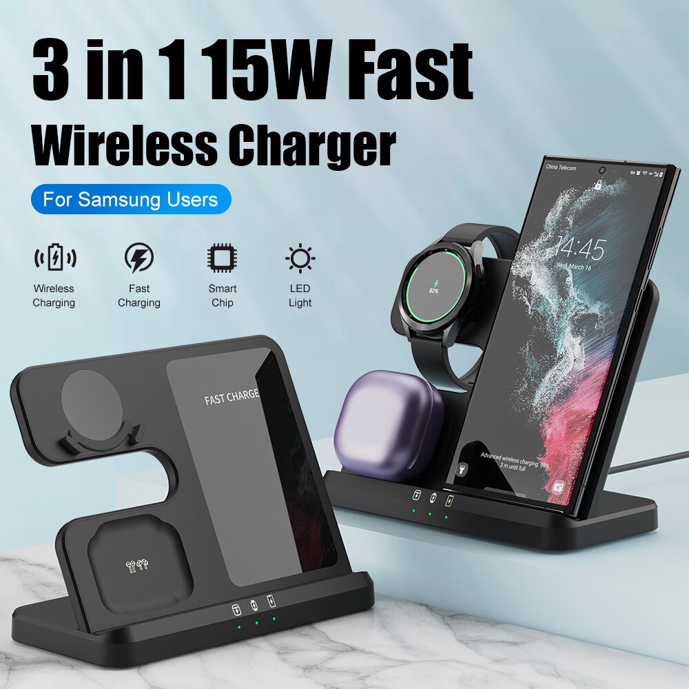 3 in 1 Wireless Charger Stand for Samsung Galaxy
