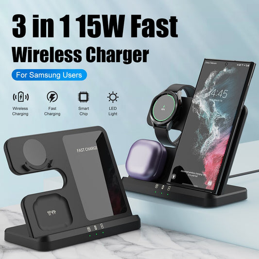 3 in 1 Wireless Charger Stand for Samsung Galaxy