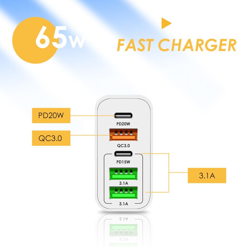 65W Quick Charge 3.0 PD USB Type C Charger