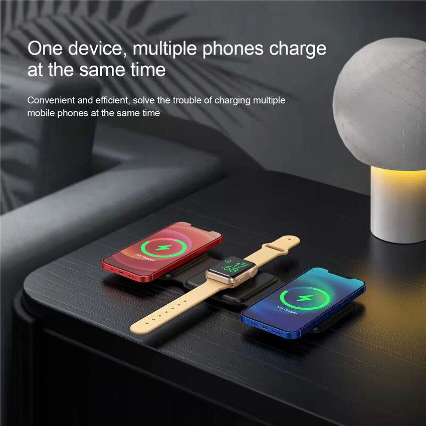 65W 3 in 1 Magnetic Wireless Charger Pad Stand