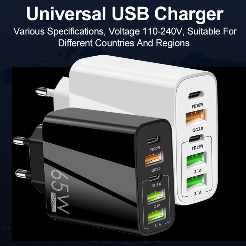 65W Quick Charge 3.0 PD USB Type C Charger